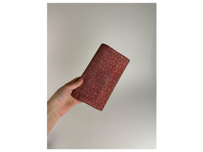 Triomphe Céline Vintage Celine suede macadam Monogram Wallet pink Brown - view 8