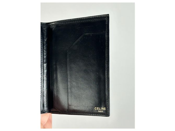 Triomphe Céline Portefeuille en cuir pliable vintage Celine Paris noir - vue 6