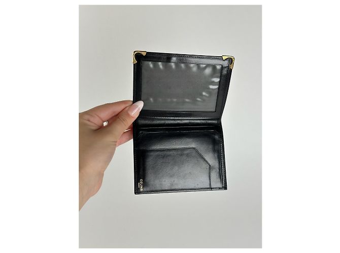 Triomphe Céline Portefeuille en cuir pliable vintage Celine Paris noir - vue 7