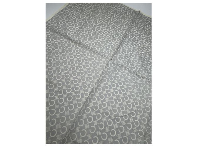 Céline Sciarpa vintage Celine Macadam Monogram bianco grigio Argento - vista 3
