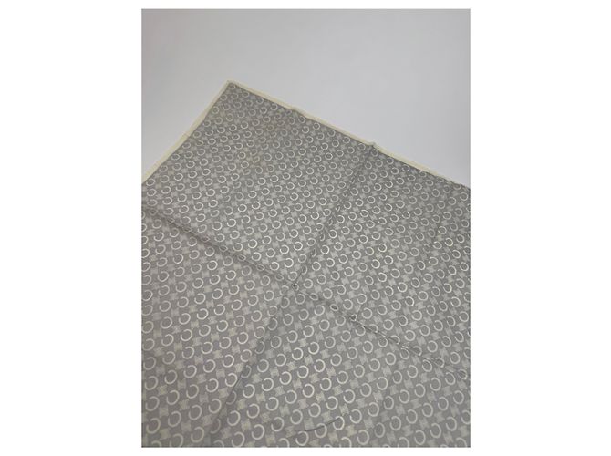 Céline Sciarpa vintage Celine Macadam Monogram bianco grigio Argento - vista 6