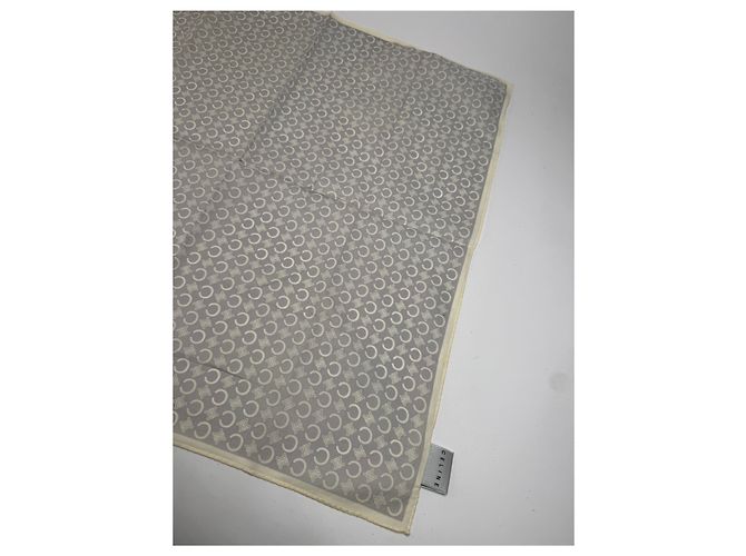 Céline Sciarpa vintage Celine Macadam Monogram bianco grigio Argento - vista 7