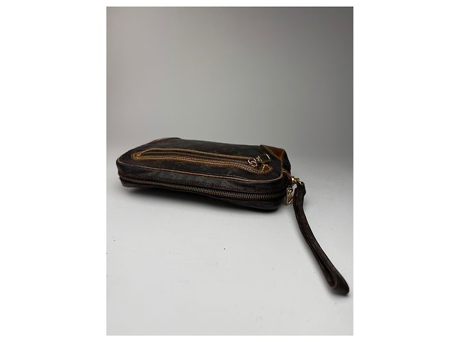 Clutch in pelle monogramma Louis Vuitton vintage marrone - vista 10