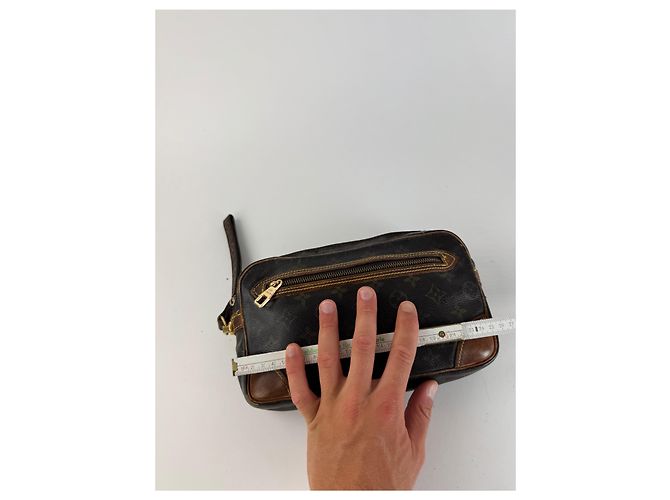 Clutch in pelle monogramma Louis Vuitton vintage marrone - vista 13