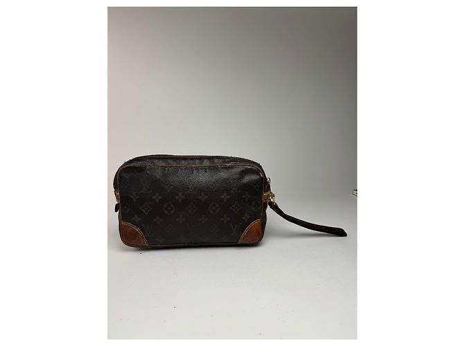 Clutch in pelle monogramma Louis Vuitton vintage marrone - vista 2