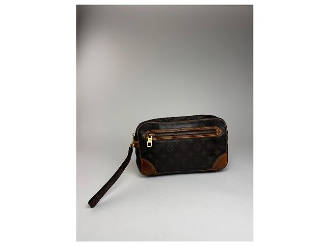 Clutch in pelle monogramma Louis Vuitton vintage marrone - vista 7