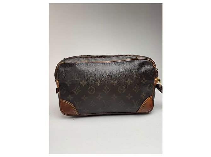 Clutch in pelle monogramma Louis Vuitton vintage marrone - vista 8