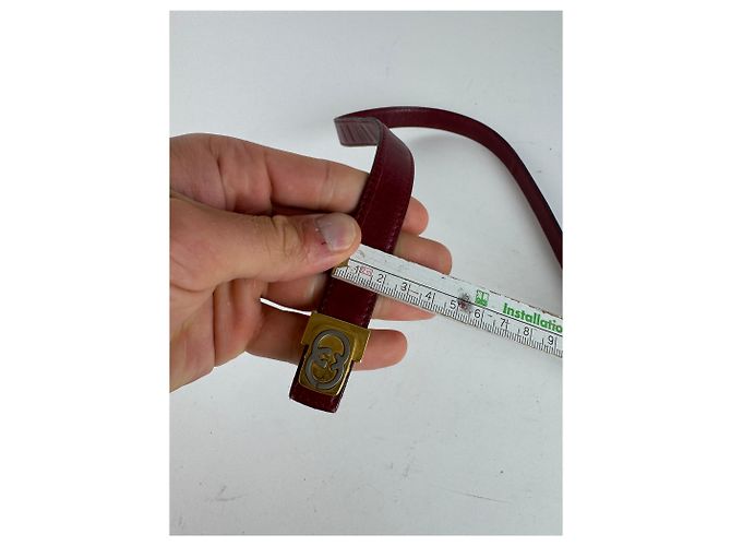 Cintura in pelle vintage Gucci bordeaux Bordò - vista 10
