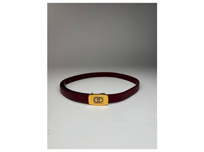 Cintura in pelle vintage Gucci bordeaux Bordò - vista 2