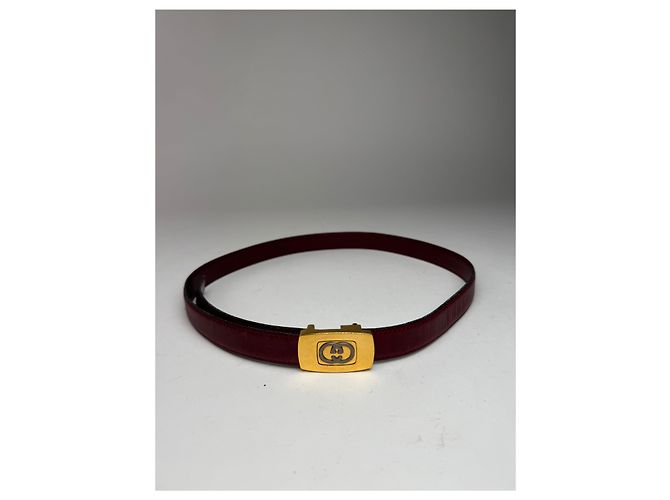 Cintura in pelle vintage Gucci bordeaux Bordò - vista 4