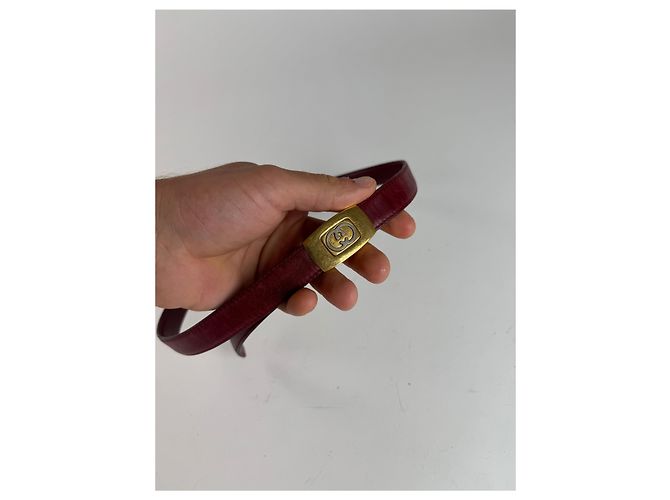 Cintura in pelle vintage Gucci bordeaux Bordò - vista 5