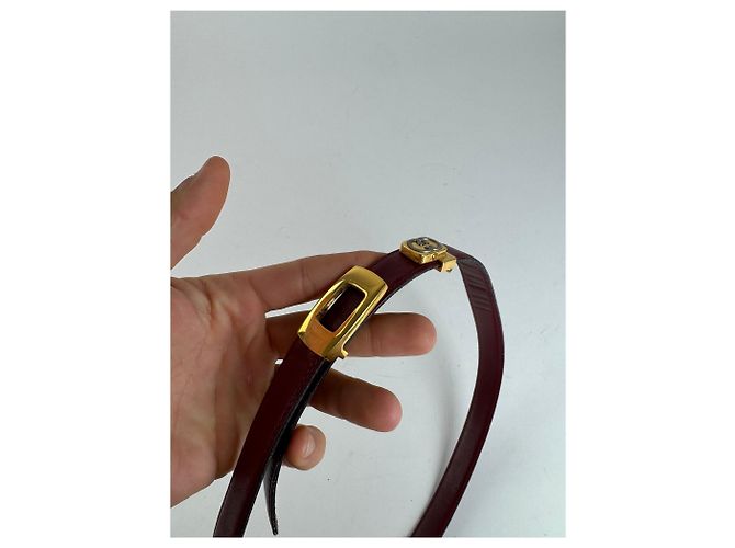 Cintura in pelle vintage Gucci bordeaux Bordò - vista 6