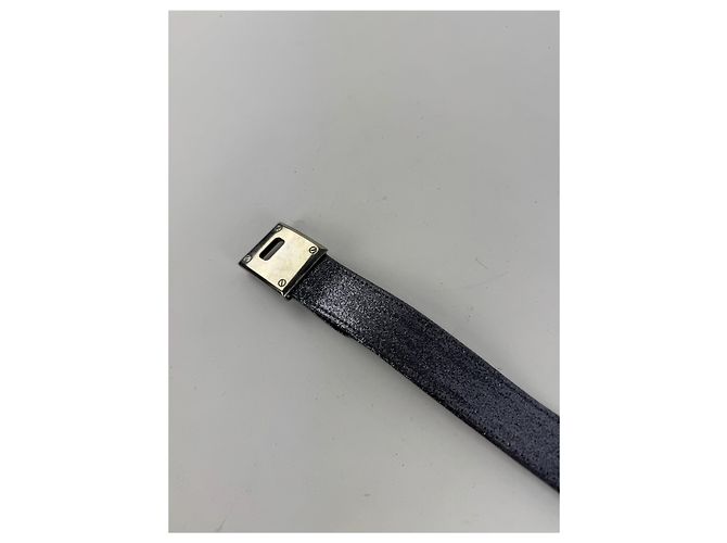 Cinto de couro vintage Gianni Versace com brilhos prateados Prata - vista 14