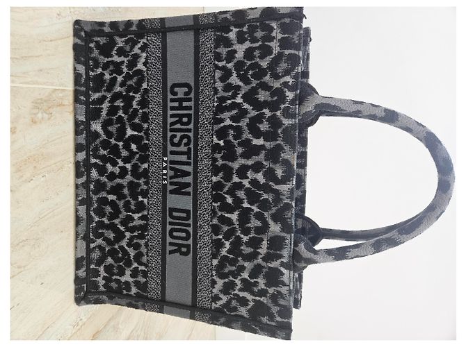 Christian Dior Book Tote Leopardenmuster Schwarz Dunkelgrau Anthrazitgrau - Ansicht 3