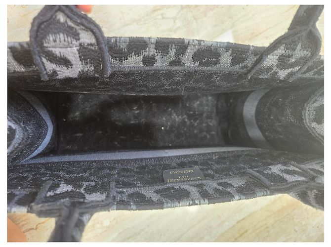 Christian Dior Book Tote Leopardenmuster Schwarz Dunkelgrau Anthrazitgrau - Ansicht 5