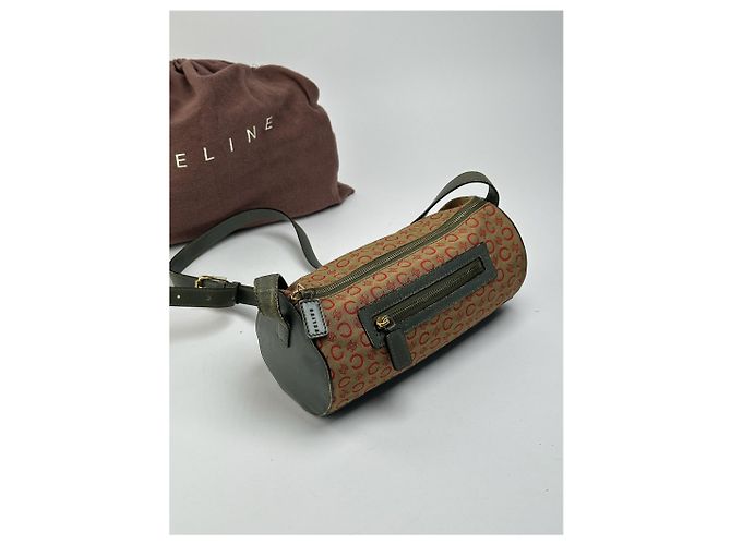Céline Vintage Celine Paris Macadam Tasche khaki rot - Ansicht 11