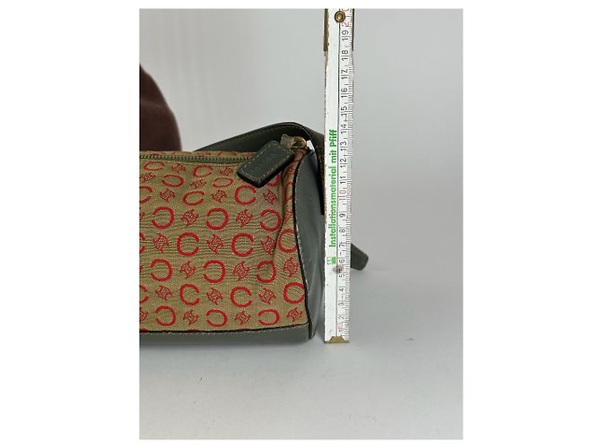 Céline Vintage Celine Paris Macadam Tasche khaki rot - Ansicht 13
