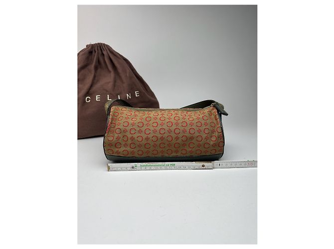 Céline Vintage Celine Paris Macadam Tasche khaki rot - Ansicht 14