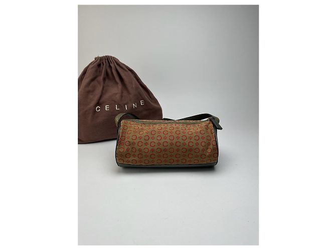 Céline Vintage Celine Paris Macadam Tasche khaki rot - Ansicht 2