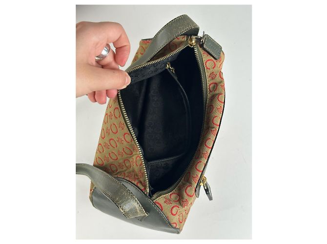 Céline Vintage Celine Paris Macadam Tasche khaki rot - Ansicht 3