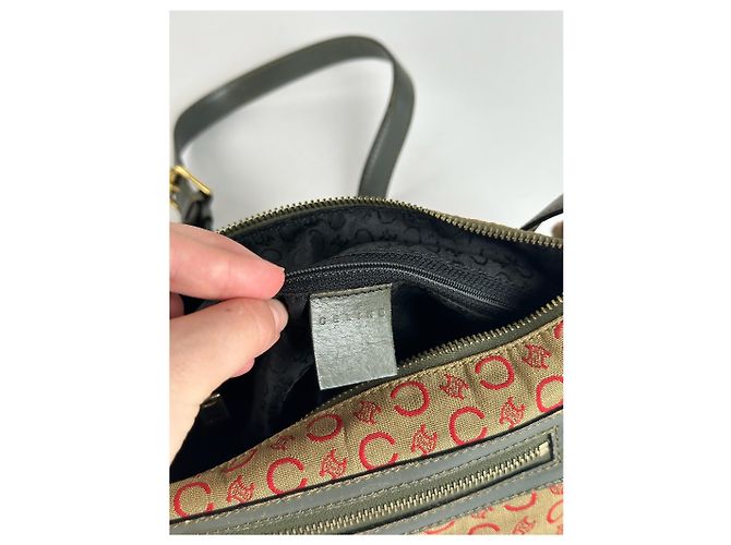 Céline Vintage Celine Paris Macadam Tasche khaki rot - Ansicht 4