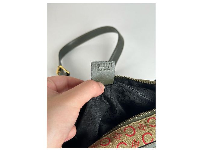 Céline Vintage Celine Paris Macadam Tasche khaki rot - Ansicht 5