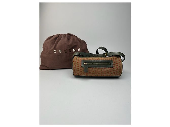 Céline Vintage Celine Paris Macadam Tasche khaki rot - Ansicht 6