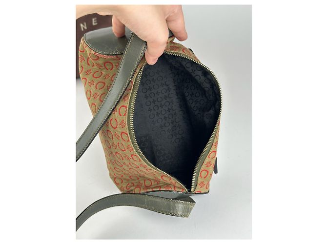 Céline Vintage Celine Paris Macadam Tasche khaki rot - Ansicht 9