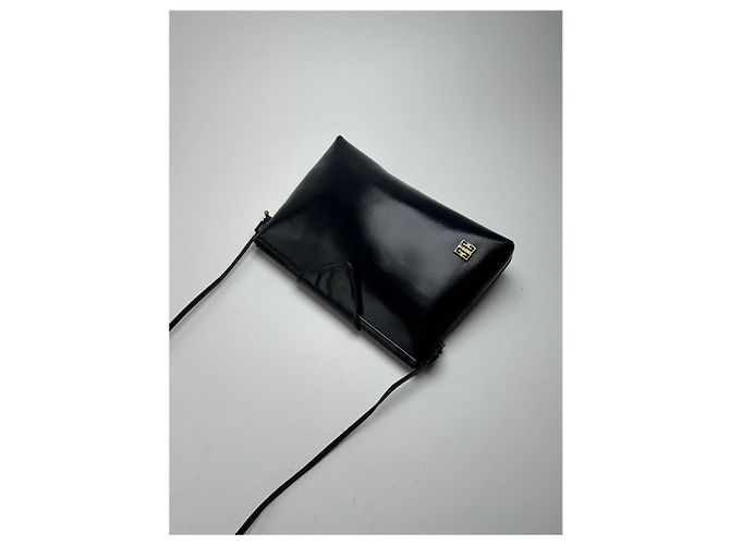 Vintage Givenchy schwarze Lackledertasche Marineblau - Ansicht 11