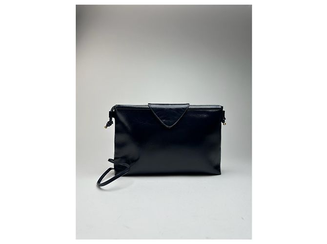 Vintage Givenchy schwarze Lackledertasche Marineblau - Ansicht 2
