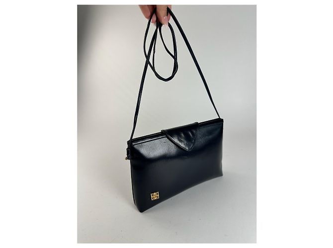 Vintage Givenchy schwarze Lackledertasche Marineblau - Ansicht 7