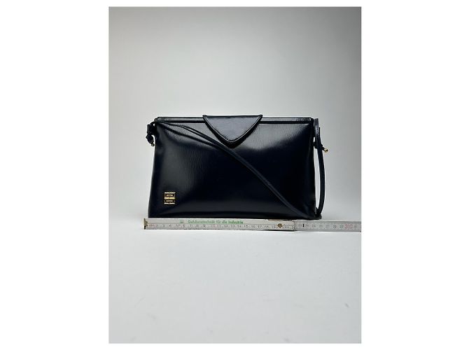 Vintage Givenchy schwarze Lackledertasche Marineblau - Ansicht 8