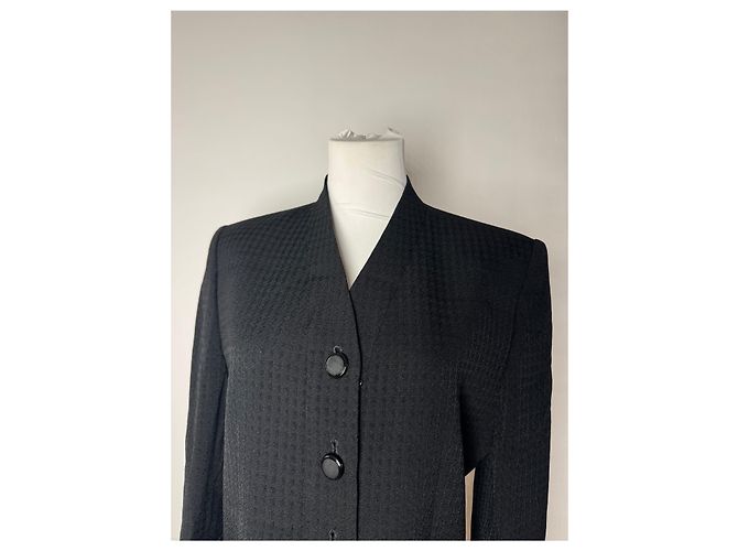 Vintage Givenchy Wollblazer / Kurzer Trenchcoat M/L schwarz - Ansicht 11