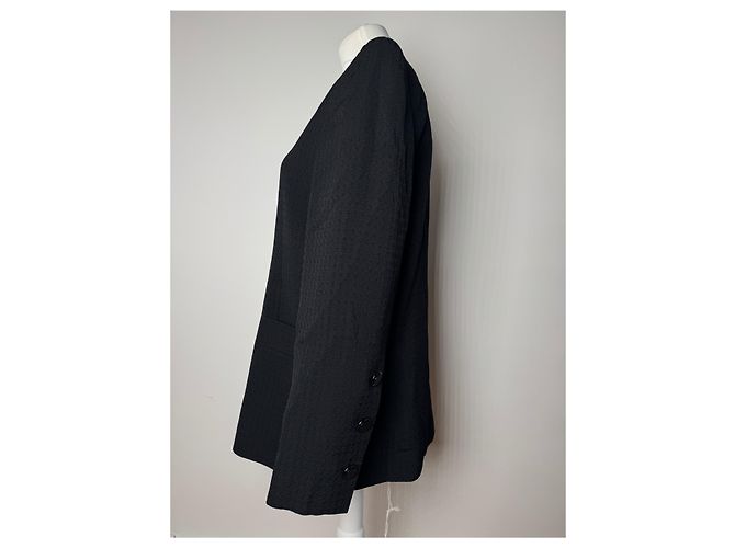Vintage Givenchy Wollblazer / Kurzer Trenchcoat M/L schwarz - Ansicht 2