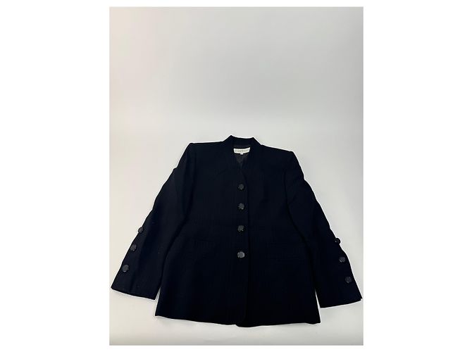 Vintage Givenchy Wollblazer / Kurzer Trenchcoat M/L schwarz - Ansicht 4