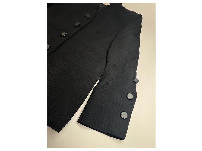 Vintage Givenchy Wollblazer / Kurzer Trenchcoat M/L schwarz - Ansicht 6