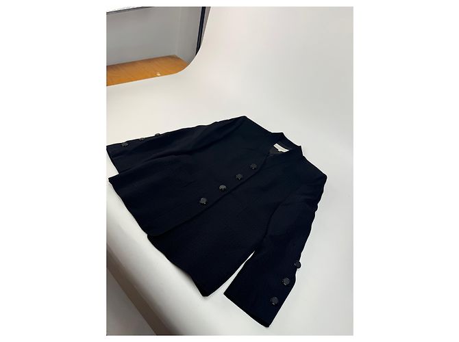 Vintage Givenchy Wollblazer / Kurzer Trenchcoat M/L schwarz - Ansicht 9