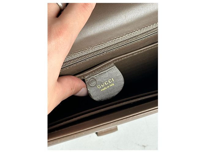 Vintage Gucci Ledertasche braun Khaki - Ansicht 6