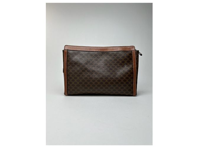 Triomphe Céline Clutch in pelle monogramma vintage Celine marrone - vista 2