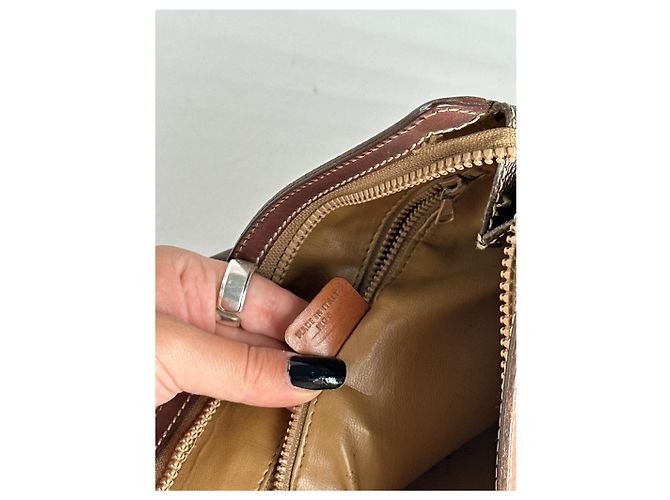 Triomphe Céline Clutch in pelle monogramma vintage Celine marrone - vista 3