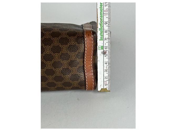 Triomphe Céline Clutch in pelle monogramma vintage Celine marrone - vista 7