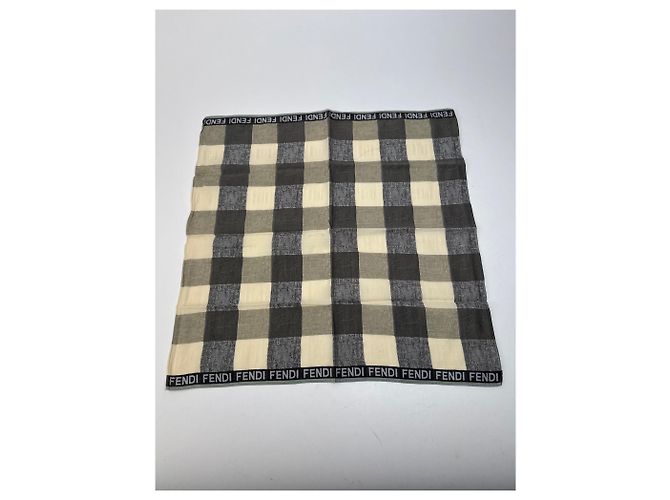 Sciarpa a quadri Fendi vintage marrone beige - vista 3
