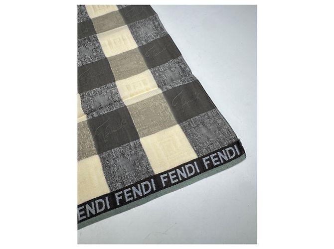 Sciarpa a quadri Fendi vintage marrone beige - vista 4