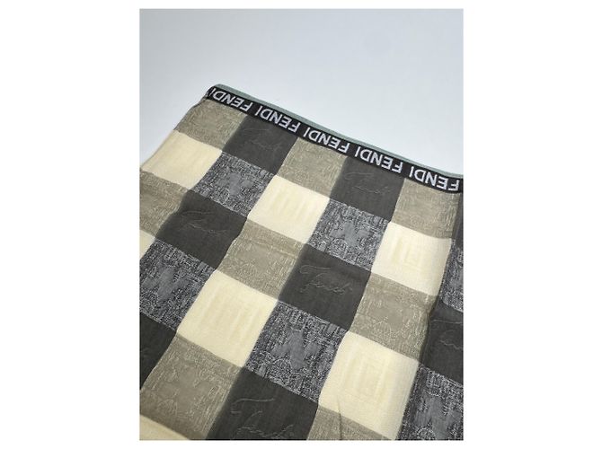 Sciarpa a quadri Fendi vintage marrone beige - vista 6