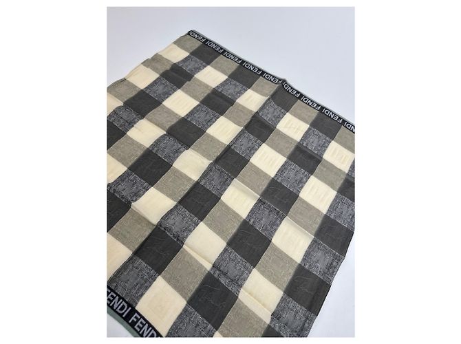 Sciarpa a quadri Fendi vintage marrone beige - vista 7