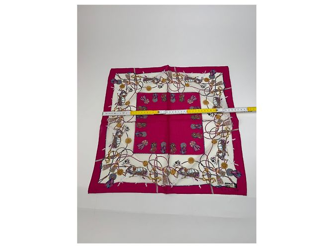 Céline Foulard in seta vintage Celine rosso e bianco - vista 3