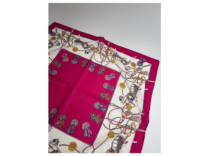 Céline Foulard in seta vintage Celine rosso e bianco - vista 4
