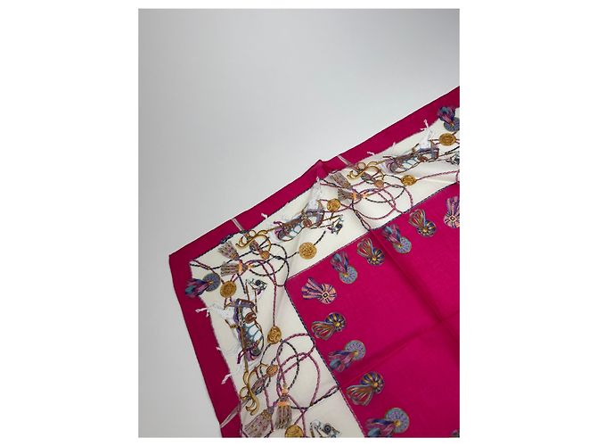 Céline Foulard in seta vintage Celine rosso e bianco - vista 5