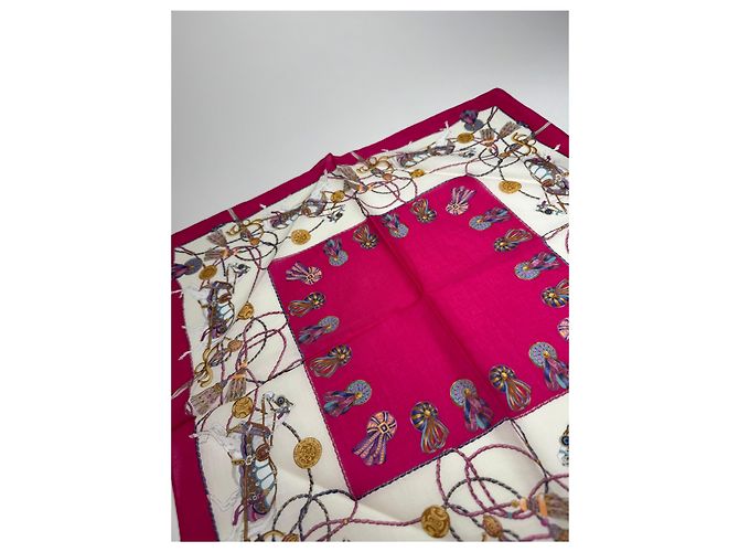 Céline Foulard in seta vintage Celine rosso e bianco - vista 6