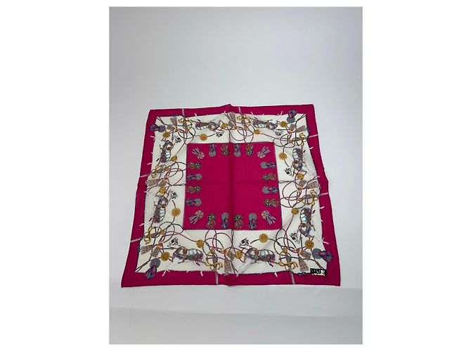 Céline Foulard in seta vintage Celine rosso e bianco - vista 8